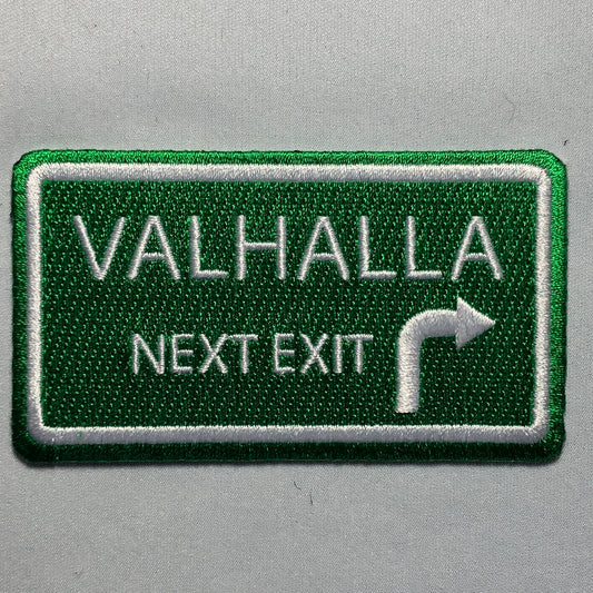 VALHALLA NEXT EXIT Green Patch Morale Embroidery Norse Mythology Hall of the Slain Odin Valkyrie Death Combat Scandinavia German Heaven