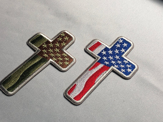 Embroidery Cross Christian Patch Morale Church American Flag waving Star and Stripes ifak tactical badge uniform bag vest multicam believe