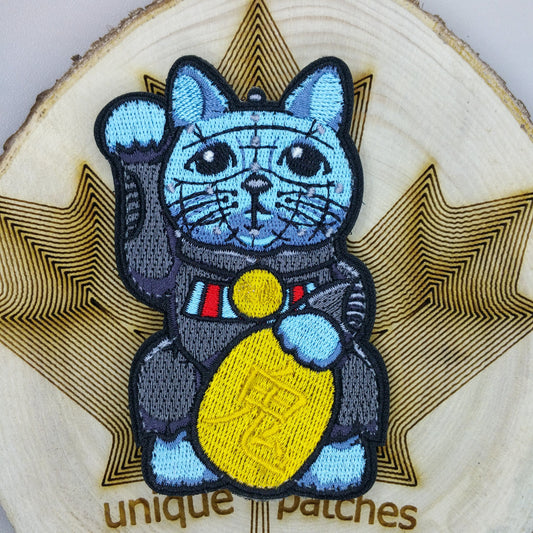 HELLRAISER Lucky Cat Maneki Neko Mashup embroidery patch morale hook loop movie horror Frank Cotton Cenobites Angels Demons
