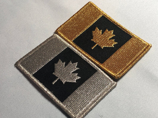 GOLD or SILVER METALIC Canadian flag punisher pattern Maple leaf Tactical Patch Morale Army vest shoulder Canuck ifak bag patriot black