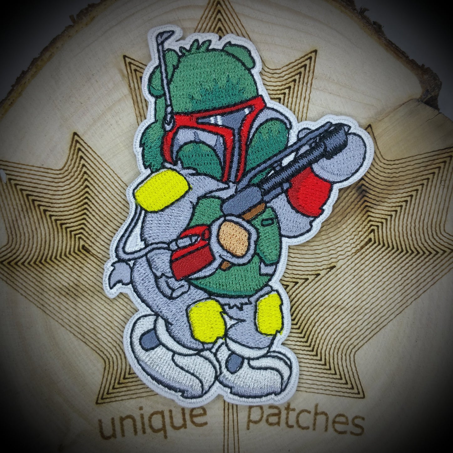 BOBA Bear Mashup embroidery patch morale Comics hook and loop movie Mandalorian Star Care Wars Mercenary Hunter