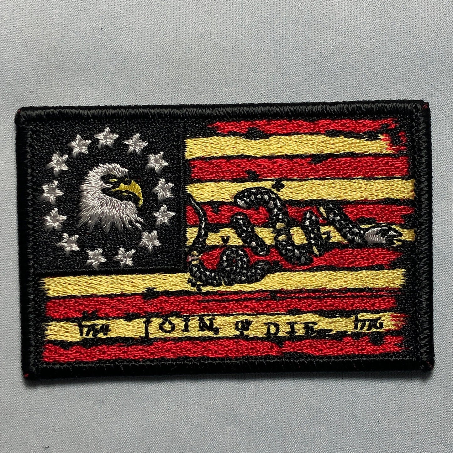 American Revolutionary Flag Patch Morale Tactical Eagle 1754 2nd Guns Join or Die USA embroidery