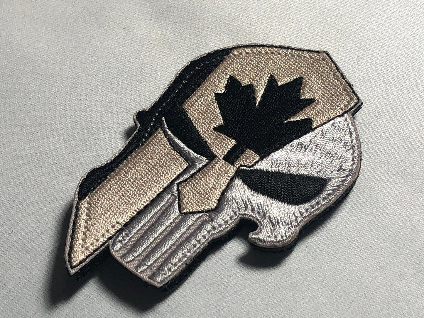 Canadian SKULL Spartan Punishe Helmet Flag Tactical Patch Morale Police Army Roman Maple Red Firefighter Medic Paramedic Subdued mean eye