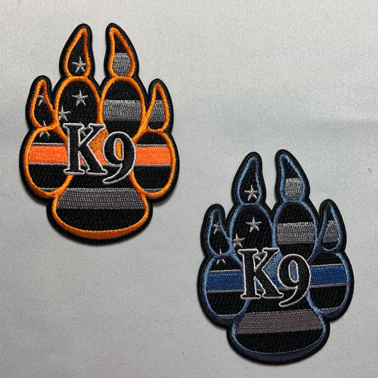 Blue line Orange SAR K9 Dog Paw Canine GSD  Swat Cut Patch Usa Flag Morale Police America Law Enforcement Cop Order Uniform Tactical bag