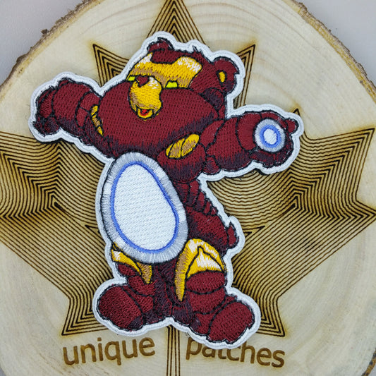IRON Care MAN BEAR Mashup embroidery patch morale Comics hook loop super hero Avengers Air Force Avengers shield infinity Stark funny