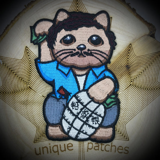 PABLO ESCOBAR NARCOS Lucky Cat Maneki Neko Mashup embroidery patch morale hook and loop drug kingpin lord plata o plomo Colombia Mexico