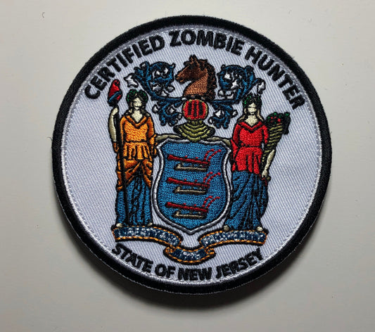 NEW JERSEY Certified ZOMBIE Hunter Patch Morale Great Seal State of United States United usa Constitution funny meme ifak zombie corpse
