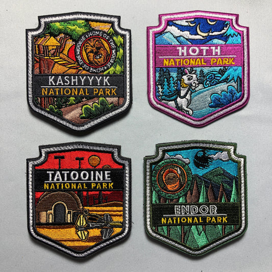 National Park Star Planets Wars Morale Patch - Hoth, Endor, Tatooine, Kashyyyk - Wookie, Ewok Movie Costume - Comicon