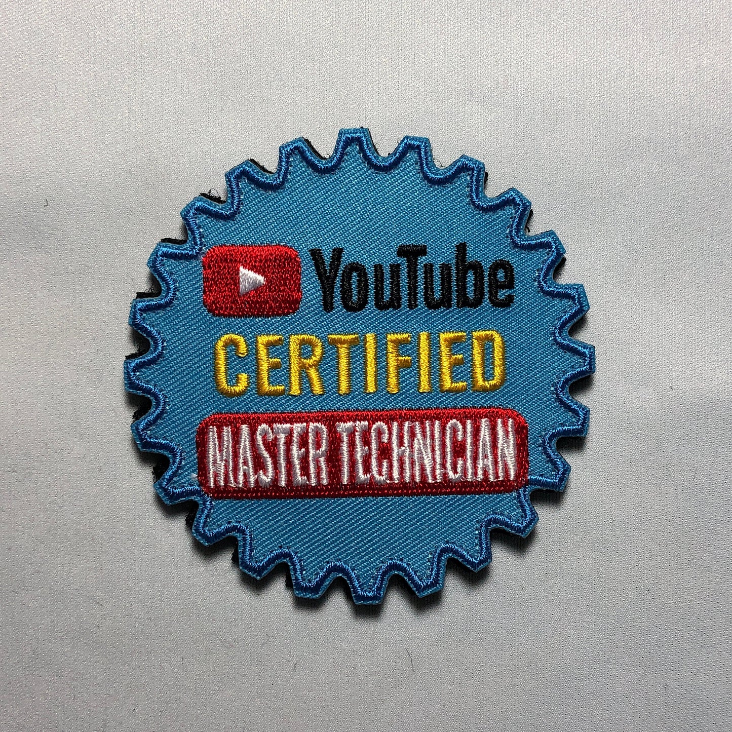 YOUTUBE CERTIFIED Master TECHNICIAN Patch Badge Morale Hook and Cog Gear meme Iron on Novelty Funny Medal Work Certification vinyl
